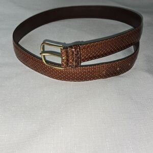 Vintage Dooney & Bourke Snakeskin Belt Brown Brass Buckle USA Women's M 85/34